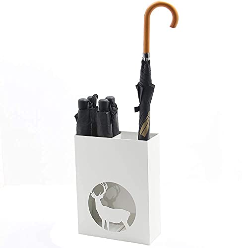 Paragüero moderno de metal blanco con diseño tallado para organizar la entrada de casa