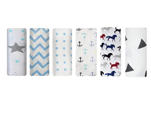 Image of wrap blanket for new born Pure Cotton Muslin Baby Swaddle Blanket, Swaddle for Newborn Baby Super Soft Cotton Receiving Wrapper Cloth, Stroller Cover-Pack of 6 with Size 120X100 CM - Blue Families