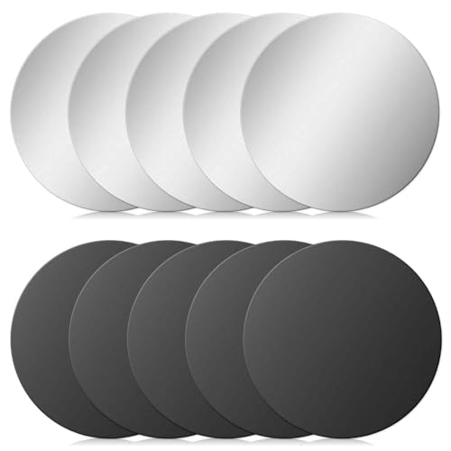 Bewudy Juego de 10 Placas Autoadhesivas de Metal, 40 mm para Imanes, Discos Finos de Acero Inoxidable, Negro y Plateado, Compatible Con Soporte Magnético