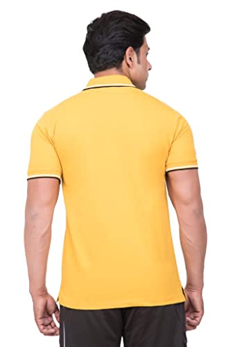 Image of MEN IN BLUE Mens Polo Tshirt | Cotton Blend Pique Knit Polo Collar Half Sleeve Regular Fit Tshirt with Embroidered Logo on Chest and Sleeve
