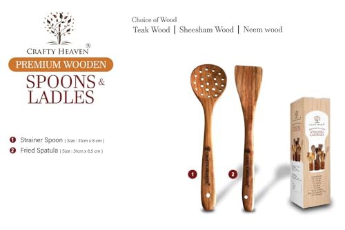 Image of Wooden Cooking Spoons Utensils, Sheesham Wood (Set of 2)