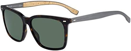 Hugo Boss BOSS Men's 0883/S Square Sunglasses, Dark Havana/Gray Green, 56 mm