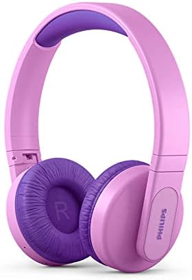 Philips Kids Wireless On-Ear Headphones, Volume Limited Wireless Bluetooth Kids Headphones, Children Wireless Headphones, 28 Hours Play Time, Colourful Design & Lightweight, Pink & Purple with Lights