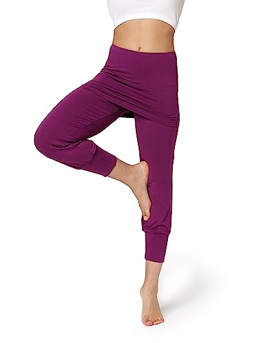 Bellivalini Damskie 3/4 Legginsy do Jogi ze Spódnicą z Wiskozy BLV50-276 (Fuksja, S)