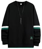 トレーナー メンズ 秋服 大きいサイズ 長袖 パーカー レイヤード 切り替え カジュアル プルオーバー 無地 冬服 ポリエステル Black-4XL