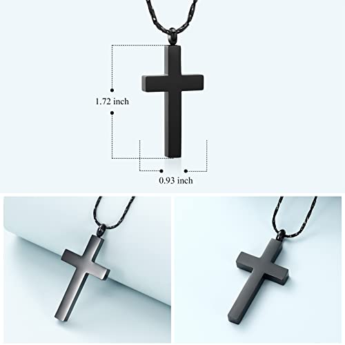 Imrsanl Crystal Cross Necklace For Ashes - Stainless Steel Keepsake Cremation Jewelry - Religious Cross Memorial Urn Necklace For Pet Human Ashes Pendant (Black) #TOP3