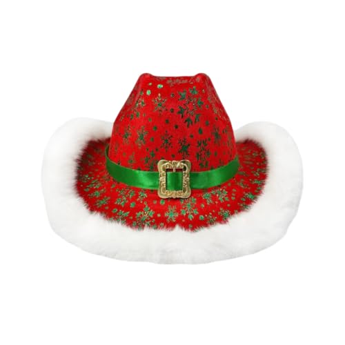 YOSUWOAI Chapeau de Noël Thème Occidental Cowboy Style Décontracté Scène Fête Occasion Chapeau Festif Design de Noël