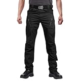 Hiwise Men's Ripstop Tactical Pants Water Resistant Stretch Cargo Pants Lightweight EDC Hiking Work Pants (Black, 28WX30L)