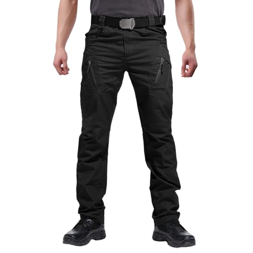 Hiwise Men's Ripstop Tactical Pants Water Resistant Stretch Cargo Pants Durable Lightweight EDC Hiking Work Pants (Black, 36WX32L)