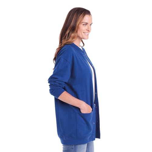 CATALOG CLASSICS Womens Fleece Jacket Snap Front Cardigan Sweatshirt for Women, 1X, Navy4