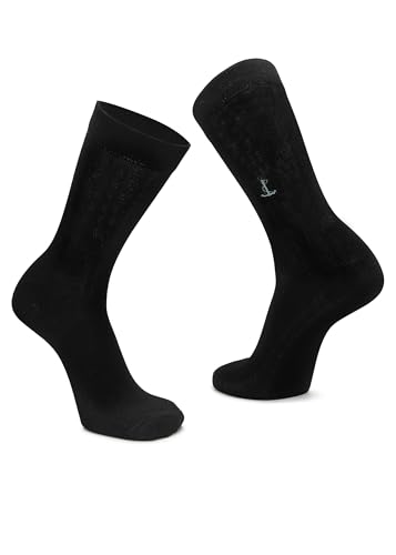 Image of ANCHOR Bamboo Socks for Men, Full Length Black Crew Socks, Pack of 3 Pair
