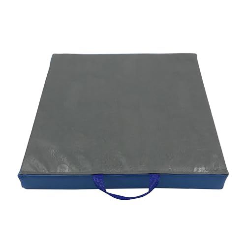 Image of Factory Direct Partners SoftScape 15 inch Square Classroom Floor Cushions with Handles Flex Seating for Daycare, Preschool, Playroom 2 inch Thick Deluxe Foam (6-Piece) - Navy /Powder Blue, 12228-NVPB