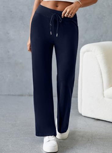 Herseas Women's Wide Waistband Sweatpants 2025 Trendy Baggy High Waisted Casual Trousers Flare Leg Pant4