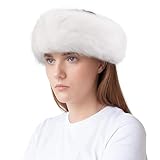 WLLHYF Faux Fur Headband Women Winter Earwarmer Earmuff Ski Hat (White)