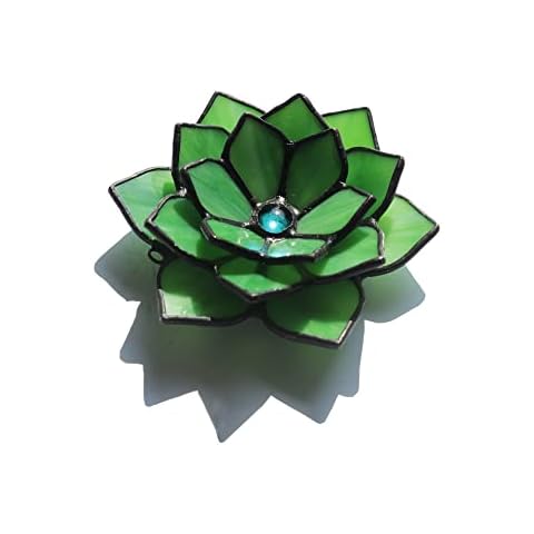 HAOSUM Artificial Succulent Plant, 1 pcs 3D Stained Glass Succulent Ornament, Handmade Faux Succulent Home Decor Gift for Mom Cover