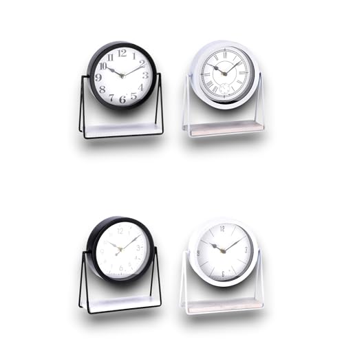 KORAT Orologio da Tavolo in Ferro, Design Moderno e Minimal, con Supporto in Metallo Verniciato, Quadrante Analogico Silenzioso, Dimensioni 18x6x21 cm, Ideale per Soggiorno, Ufficio o Camera, Regalo