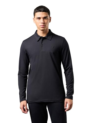 Image of TECHNOSPORT Mens Slim Fit Solid Full Sleeve Cotflex Polo T-Shirt for Regular and Casual Uses