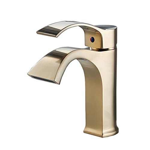 Robinet lavabo laiton antique Gold A mitigeur eau chaude froide design rétro - 2