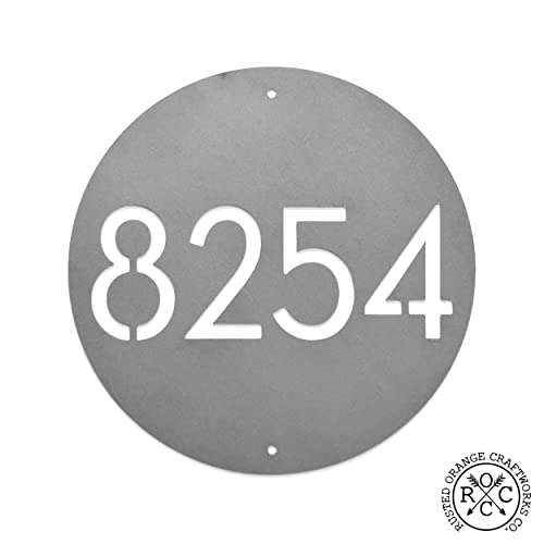 Rocc Rusted Orange Craftworks Co. - 6" Or 12" Downing Metal Custom Circular Address Plaque Address Plaques For House Numbers Address Plaque For House Numbers For Outside Plaque House Number Sign #TOP3