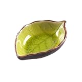 Dh2yjnbf3 Cuencos de Aperitivo Utensilio de Cocina Plato Hielo Grieta Glaseado Hoja Cerámica Condimento Salsa de Soja Vinagre Platos pequeños Plato de Salsa(Light Yellow)