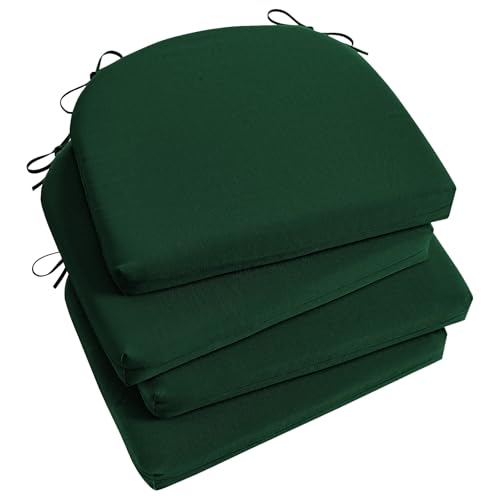 Image of Basic Beyond Outdoor Chair Cushions Set of 4, Outdoor Cushions for Patio Furniture, Water Resistant Patio Chair Cushions with 2 Ties, 17x16x2, Forest Green
