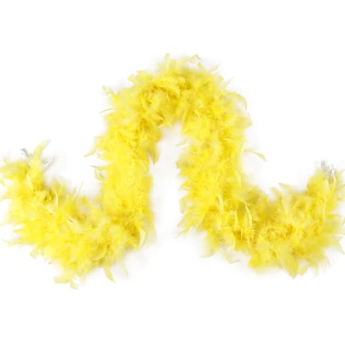 MAOFENG Chandelle Turkey Feather Boa 1.64 Yards 30g for Halloween Dancing Wedding Party DIY Craft Costume Decoration Feather Boa Yellow