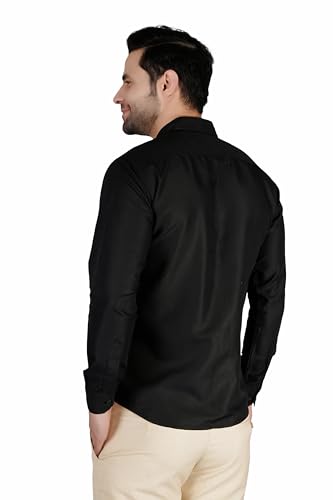 Image of Mens Slim fit Solid Casual Cotton Shirt with Spread Collar and Full Sleeves || Suitable for Office wear