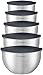 Winzbacher® Miski ze stali nierdzewnej [zestaw 5 szt.] 1 l + 1,5 l + 2,5 l + 3,5 l + 4,5 l | można myć w zmywarce | miska do mieszania, zestaw misek, miska ze stali nierdzewnej, miska do naczyń, możliwość układania w stos | pokrywka (szara)