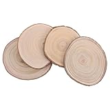 TINEASUR 4 Piezas Rodajas de Madera Redondas Patrón de Anillos de Año Únicas, Base sin Terminar para Manualidades, Decoración Rústica para Centros de Mesa en Estilo Farmhouse