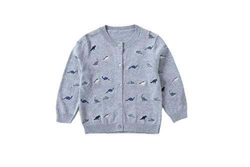 Vimfashi Toddler Boys Girls Long Sleeve Crew Neck Cardigan Sweater Button Front Baby Wear Gray 3-4T
