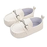Canyoule Baby Toddler Boys Girls Loafers Newborn Leather Moccasins Infant First Walking Dress Crib Shoes 12-18 Months Infant,White