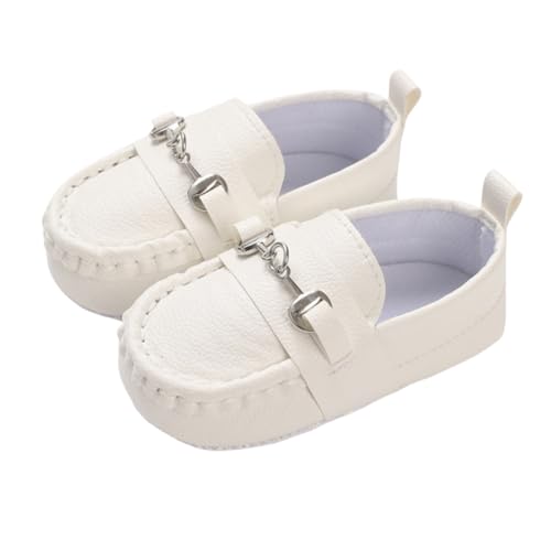 Canyoule Baby Toddler Boys Girls Loafers Newborn Leather Moccasins Infant First Walking Dress Crib Shoes 12-18 Months Infant,White