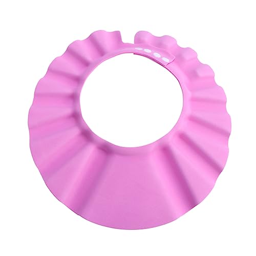 HIAKDOFT Gorro Ducha Niña Ajustable EVA Protector Baño Rosa para Bebés con Botón Plástico y Diseño Elástico Adaptable