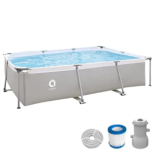 Avenli Piscina Rectangular Con Estructura, Gris