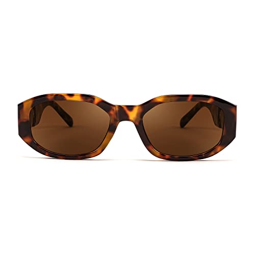 Image of FEISEDY Retro Trendy Rectangle Sunglasses Women Men Narrow Shades B2322 | |Vintage Shades |UV400 Protection |Blocks Glare |Women & Men |Comes With A Storage Case