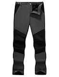 TOMEEK Pantalones Hombre Invierno Impermeable Outdoor Esquí Pantalón de Trabajo Hombre para Actividades Exteriores y Trabajos al Aire Libre Pantalón Bicicleta Senderismo Térmico(Gris Oscuro,XXL)