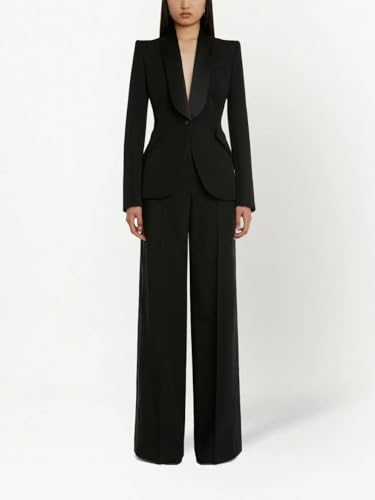 Women's Shawl Lapel Tuxedo Blazer Single Breasted Suit Jacket for Formal Party4