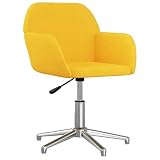 Foknhdi Bürostuhl Drehbar Höhenverstellbar, Moderner Schreibtischstuhl mit Stoffbezug und Armlehnen, Polsterstuhl für Home Office und Arbeitszimmer, Hellgelb, 53,5 x 57 x 77,5 cm