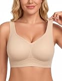PoseFree Jelly Wireless Bra for Women Plus Size, Older Women - Full Coverage with Full Support & Lift - No Underwire, Back Smoothing, Soft Comfort Everyday Bra (Nude, XL)