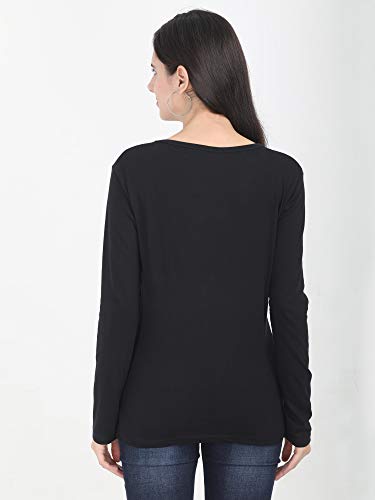 Image of FLEXIMAA Women's Cotton Plain Round Neck Full Sleeve T-Shirt