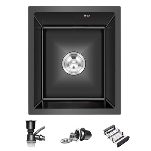 Évier de cuisine étroit en acier inoxydable noir au design minimaliste
