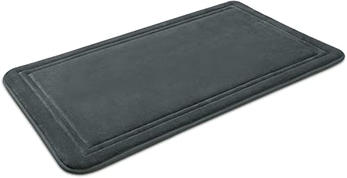 ITSOFT Memory Foam Bath Mat | Non-Slip, Quick Dry, Extra Absorbent, Ideal for Bathroom, Tub, Shower - 50x80 cm Charcoal Grey