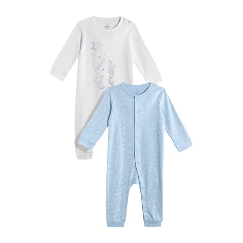 Image of Mothercare Girls Autumn Charm Printed Full Sleeve All-In-One Romper | Soft Cotton Jumpsuit Bodysuit for Baby & Toddler | (Pack of 2)