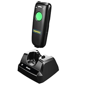 NADAMOO Wireless Barcode Scanner Compatible with Bluetooth, with Charging Dock, Portable USB 1D Bar Code Scanner for Inventory, 2.4G Wireless & Wired Barcode Reader for iPhone iPad Android iOS – Green