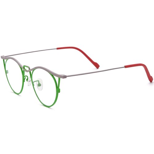 Image of FONEX Colorful Pure Titanium Glasses Frame Women Retro Round Eyeglasses F85782