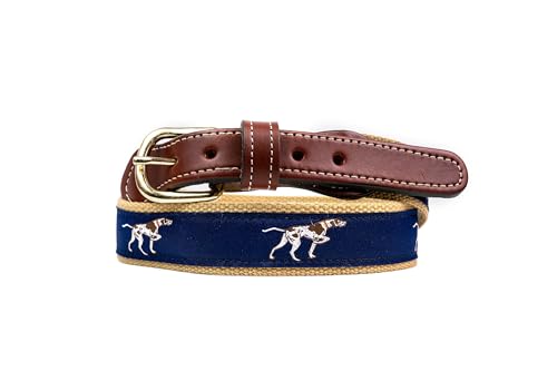 StadiumSpot Pointer Dog Web Leather Mens Belt, Size 36