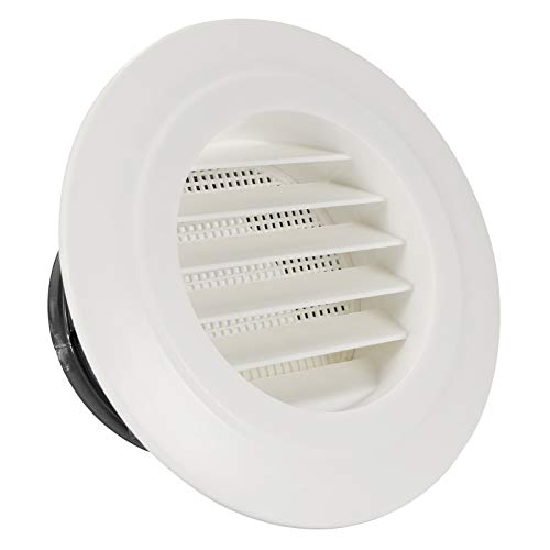 4 Inch Round Air Vent, HG POWER 4' ABS Soffit Vent, Louver Grille Vent Cover with Mesh Screen for Living Room Ceiling Shed White