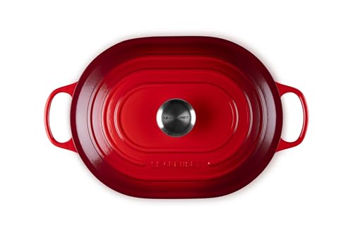 Image of Le Creuset Enameled Cast Iron Oval Casserole with Lid, 3.75 qt., Cerise