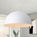 ASHUAQI 18 inch White Dome Pendant Light, Modern Farmhouse White Pendant Light, Large Pendant Lamp for Kitchen Island Dining Room Bedroom Hallway Foyer