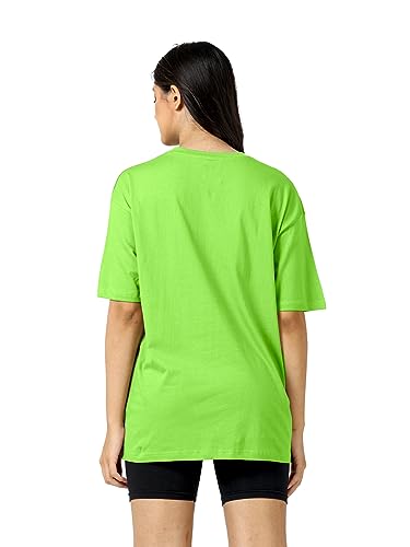 LEOTUDE Women's Cottonblend Half Sleeve Oversized T-Shirts (Color: Neon)